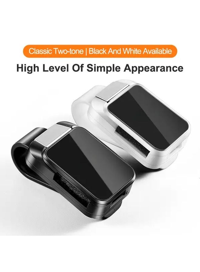 White Universal Car Sun Visor Glasses Holder Durable Plastic Fits Most Vehicles - Image 4